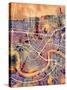 New Orleans Street Map-Michael Tompsett-Stretched Canvas