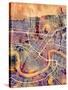 New Orleans Street Map-Michael Tompsett-Stretched Canvas