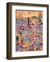 New Orleans Street Map-Michael Tompsett-Framed Art Print