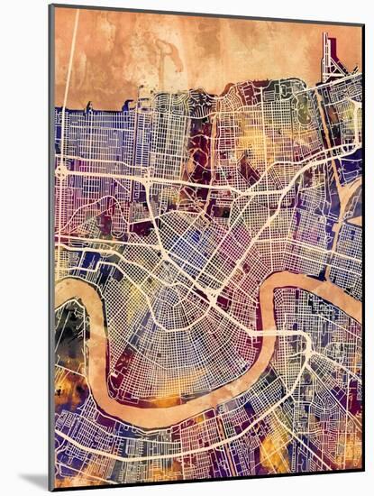 New Orleans Street Map-Michael Tompsett-Mounted Art Print