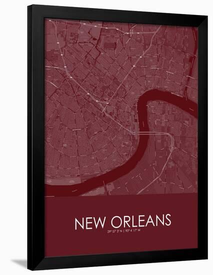 New Orleans, United States of America Red Map-null-Framed Poster