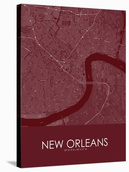 New Orleans, United States of America Red Map-null-Stretched Canvas