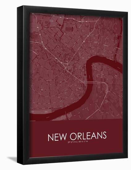 New Orleans, United States of America Red Map-null-Framed Poster