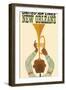 New Orleans - Vintage United Air Lines Travel Poster - Jazz Trumpet Player 1960s-Pacifica Island Art-Framed Art Print