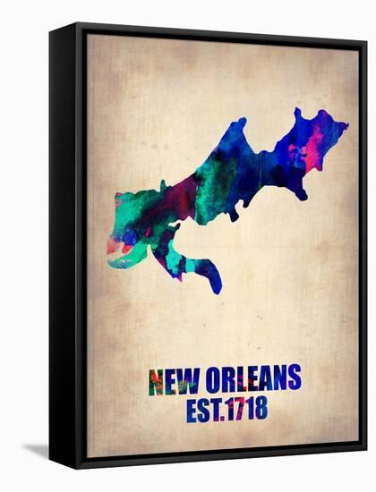 New Orleans Watercolor Map-NaxArt-Framed Stretched Canvas