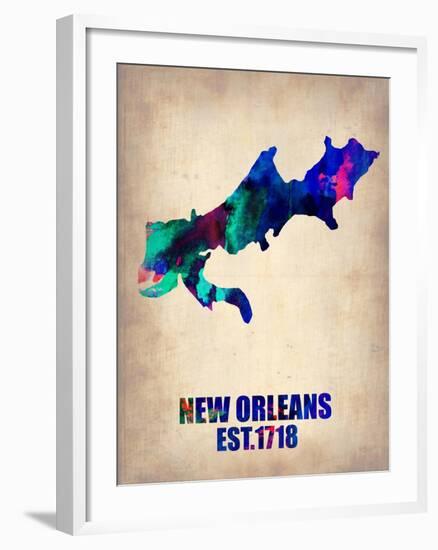 New Orleans Watercolor Map-NaxArt-Framed Art Print