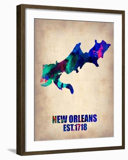 New Orleans Watercolor Map-NaxArt-Framed Art Print