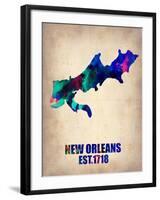 New Orleans Watercolor Map-NaxArt-Framed Art Print