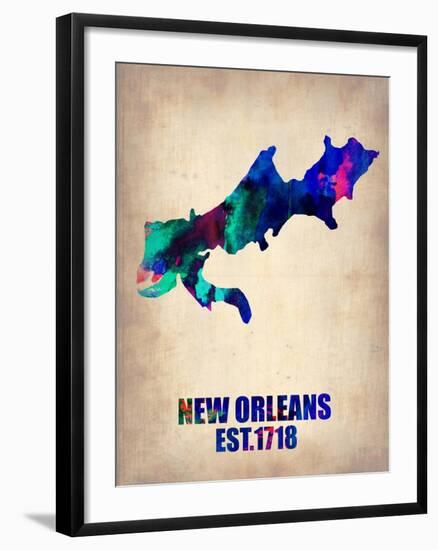 New Orleans Watercolor Map-NaxArt-Framed Art Print