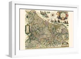 New Picture Of The 17 Provinces Of Lower Germany-Willem Janszoon Blaeu-Framed Art Print