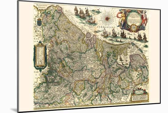 New Picture Of The 17 Provinces Of Lower Germany-Willem Janszoon Blaeu-Mounted Art Print