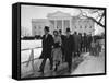 New Pres. John F. Kennedy and Wife Jacqueline Kennedy and Others Walking to His Inauguration-null-Framed Stretched Canvas