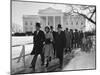 New Pres. John F. Kennedy and Wife Jacqueline Kennedy and Others Walking to His Inauguration-null-Mounted Photographic Print