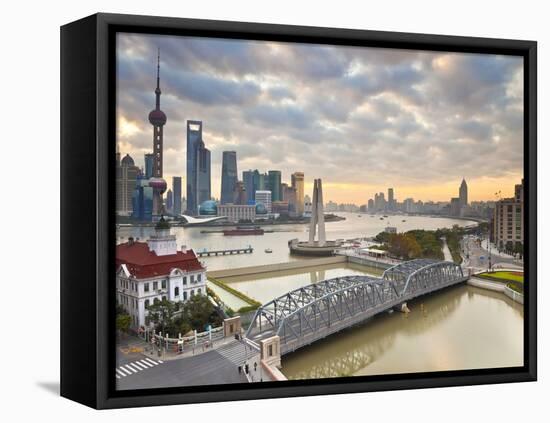 New Pudong Skyline; Waibaidu (Garden) Bridge; Looking across the Huangpu River from the Bund; Shang-Gavin Hellier-Framed Stretched Canvas