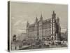 New Railway Hotel at the London and North-Western Terminus, Lime-Street, Liverpool-null-Stretched Canvas