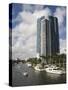 New River and River House Condominium, Fort Lauderdale, Florida-Walter Bibikow-Stretched Canvas