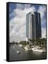 New River and River House Condominium, Fort Lauderdale, Florida-Walter Bibikow-Framed Stretched Canvas