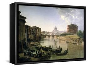 New Rome with the Castel Sant'Angelo, 1825-Silvestr Fedosievich Shchedrin-Framed Stretched Canvas