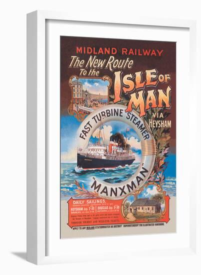 New Route to the Isle of Man Via Heysham on the Fast Turbine Steamer Manxman-Herbert Steventon-Framed Art Print