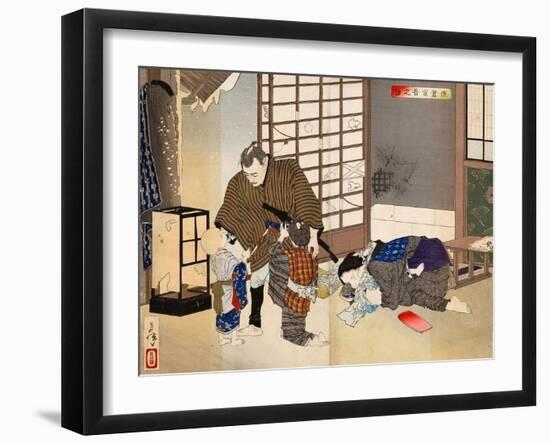 New Selections of Eastern Brocade Pictures - Sakura Sogoro and Family-Yoshitoshi Tsukioka-Framed Premium Giclee Print
