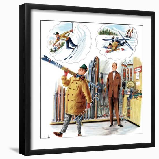 "New Skier," March 4, 1961-Constantin Alajalov-Framed Giclee Print