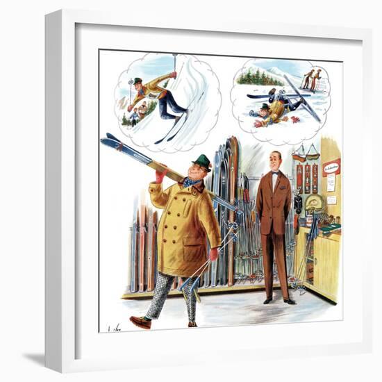 "New Skier," March 4, 1961-Constantin Alajalov-Framed Giclee Print