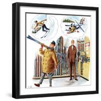 "New Skier," March 4, 1961-Constantin Alajalov-Framed Premium Giclee Print