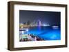 New Skyline of the West Bay Central Financial District of Doha at Night, Qatar, Middle East-Gavin-Framed Photographic Print