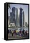 New Skyline of the West Bay Central Financial District of Doha, Qatar, Middle East-Gavin-Framed Stretched Canvas