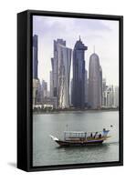 New Skyline of the West Bay Central Financial District of Doha, Qatar, Middle East-Gavin-Framed Stretched Canvas