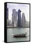 New Skyline of the West Bay Central Financial District of Doha, Qatar, Middle East-Gavin-Framed Stretched Canvas