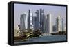 New Skyline of the West Bay Central Financial District of Doha, Qatar, Middle East-Gavin-Framed Stretched Canvas