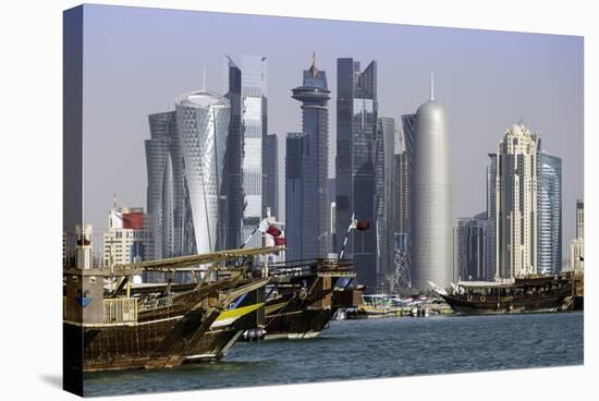 New Skyline of the West Bay Central Financial District of Doha, Qatar, Middle East-Gavin-Stretched Canvas