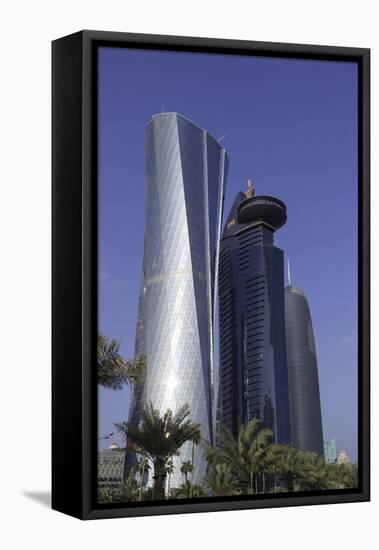 New Skyline of the West Bay Central Financial District of Doha, Qatar, Middle East-Gavin-Framed Stretched Canvas