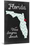 New Smyrna Beach, Florida - Chalkboard State Heart (red heart)-Lantern Press-Mounted Art Print