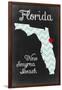 New Smyrna Beach, Florida - Chalkboard State Heart (red heart)-Lantern Press-Framed Art Print