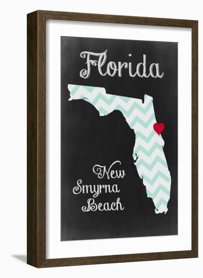 New Smyrna Beach, Florida - Chalkboard State Heart (red heart)-Lantern Press-Framed Art Print