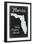 New Smyrna Beach, Florida - Chalkboard State Heart (red heart)-Lantern Press-Framed Art Print