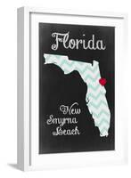 New Smyrna Beach, Florida - Chalkboard State Heart (red heart)-Lantern Press-Framed Art Print