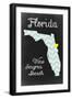 New Smyrna Beach, Florida - Chalkboard State Heart-Lantern Press-Framed Art Print