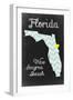 New Smyrna Beach, Florida - Chalkboard State Heart-Lantern Press-Framed Art Print