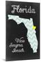 New Smyrna Beach, Florida - Chalkboard State Heart-Lantern Press-Mounted Art Print