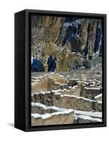 New Snow on Broken Walls of Tyuoni Ruin, Bandelier National Monument, New Mexico, USA-Scott T^ Smith-Framed Stretched Canvas