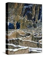 New Snow on Broken Walls of Tyuoni Ruin, Bandelier National Monument, New Mexico, USA-Scott T^ Smith-Stretched Canvas