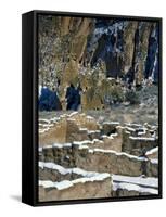 New Snow on Broken Walls of Tyuoni Ruin, Bandelier National Monument, New Mexico, USA-Scott T^ Smith-Framed Stretched Canvas