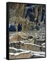 New Snow on Broken Walls of Tyuoni Ruin, Bandelier National Monument, New Mexico, USA-Scott T^ Smith-Framed Stretched Canvas