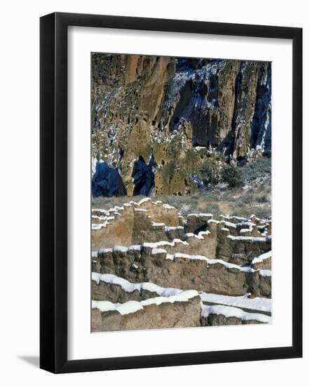 New Snow on Broken Walls of Tyuoni Ruin, Bandelier National Monument, New Mexico, USA-Scott T^ Smith-Framed Photographic Print