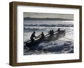 New South Wales, A Surfboat Crew Battles Through Waves at Cronulla Beach in Sydney, Australia-Andrew Watson-Framed Photographic Print