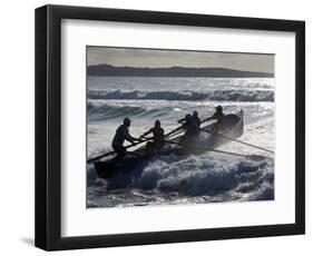 New South Wales, A Surfboat Crew Battles Through Waves at Cronulla Beach in Sydney, Australia-Andrew Watson-Framed Photographic Print