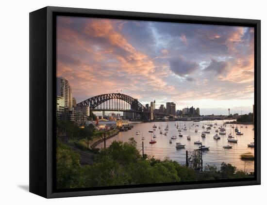 New South Wales, Lavendar Bay Toward the Habour Bridge and the Skyline of Central Sydney, Australia-Andrew Watson-Framed Stretched Canvas